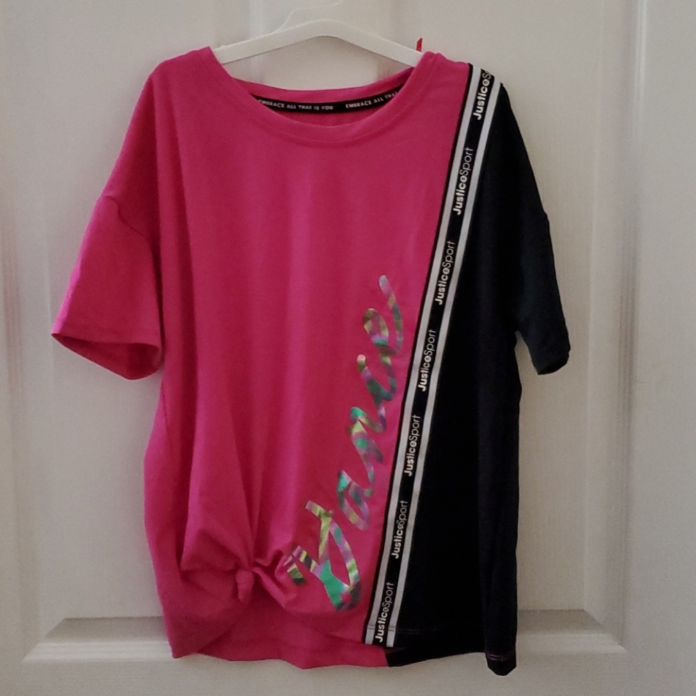 Justice Sport Pink and Black Dance top